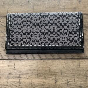 COACH Vintage Leather Checkbook Signature Cover Wallet Canvass Black, Gray